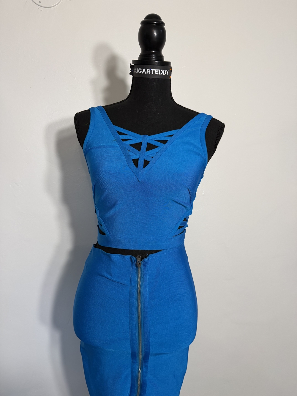 Bundle 3/$20 Blue Strappy V-Neck Tank Top Skirt Set